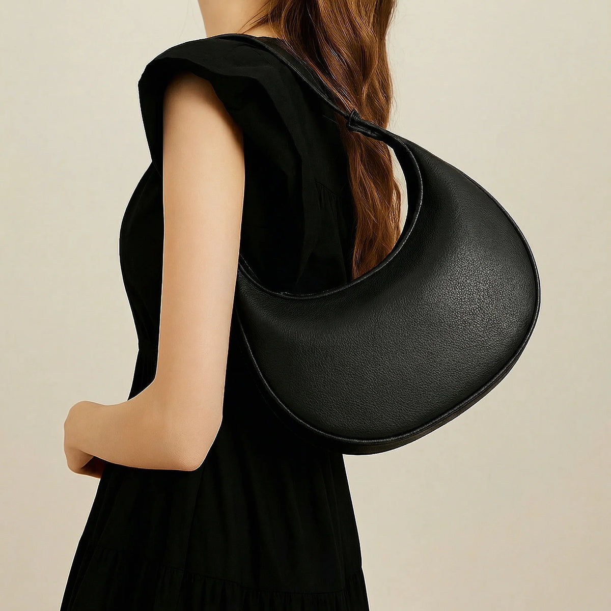 Crescent Shoulder Bag Three Carrying Styles Soft Faux Leather