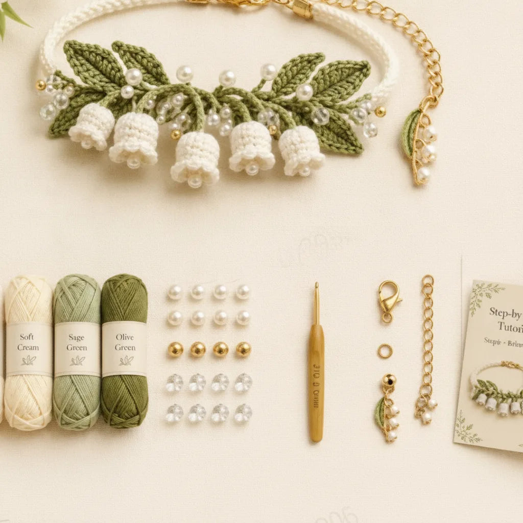 Crochet Bracelet Kit Complete Materials Beads & Metal Clasps
