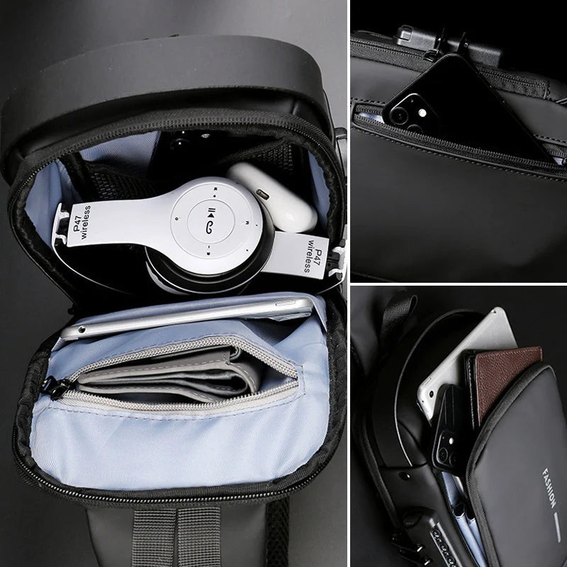 Crossbody Bag Anti-Theft TSA Lock USB Port Water-Resistant