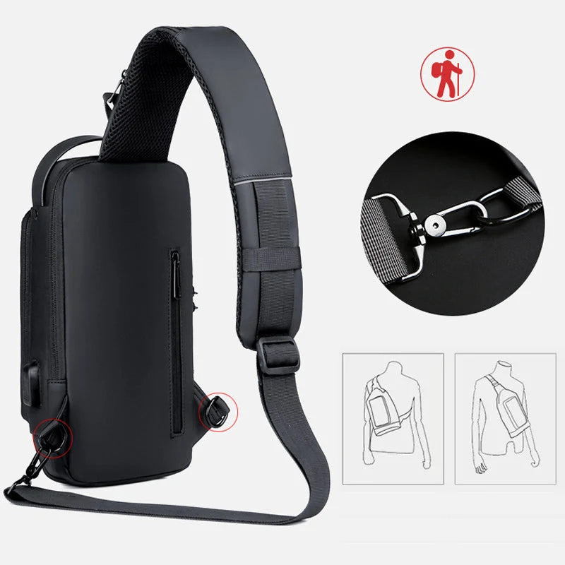 Crossbody Bag Anti-Theft TSA Lock USB Port Water-Resistant