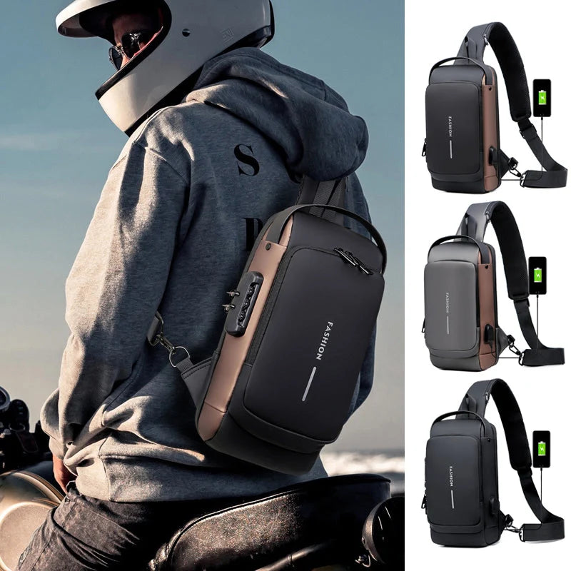 Crossbody Bag Anti-Theft TSA Lock USB Port Water-Resistant