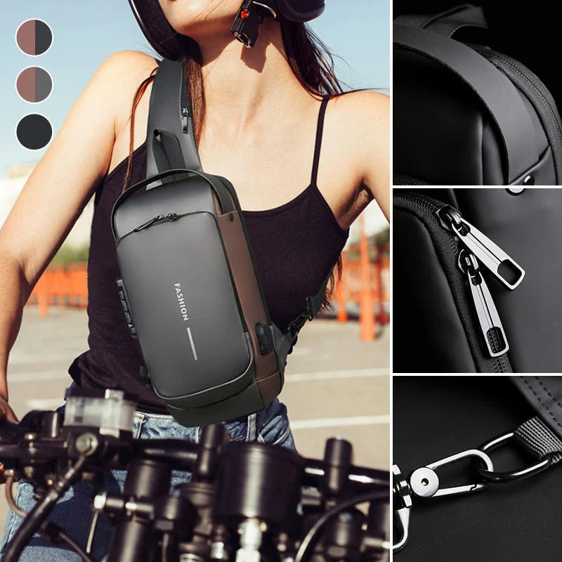 Crossbody Bag Anti-Theft TSA Lock USB Port Water-Resistant