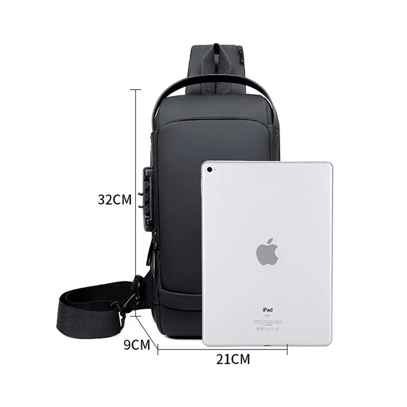 Crossbody Bag Anti-Theft TSA Lock USB Port Water-Resistant