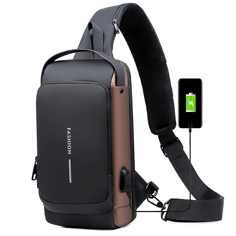 Crossbody Bag Anti-Theft TSA Lock USB Port Water-Resistant