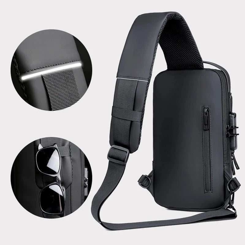 Crossbody Bag Anti-Theft TSA Lock USB Port Water-Resistant