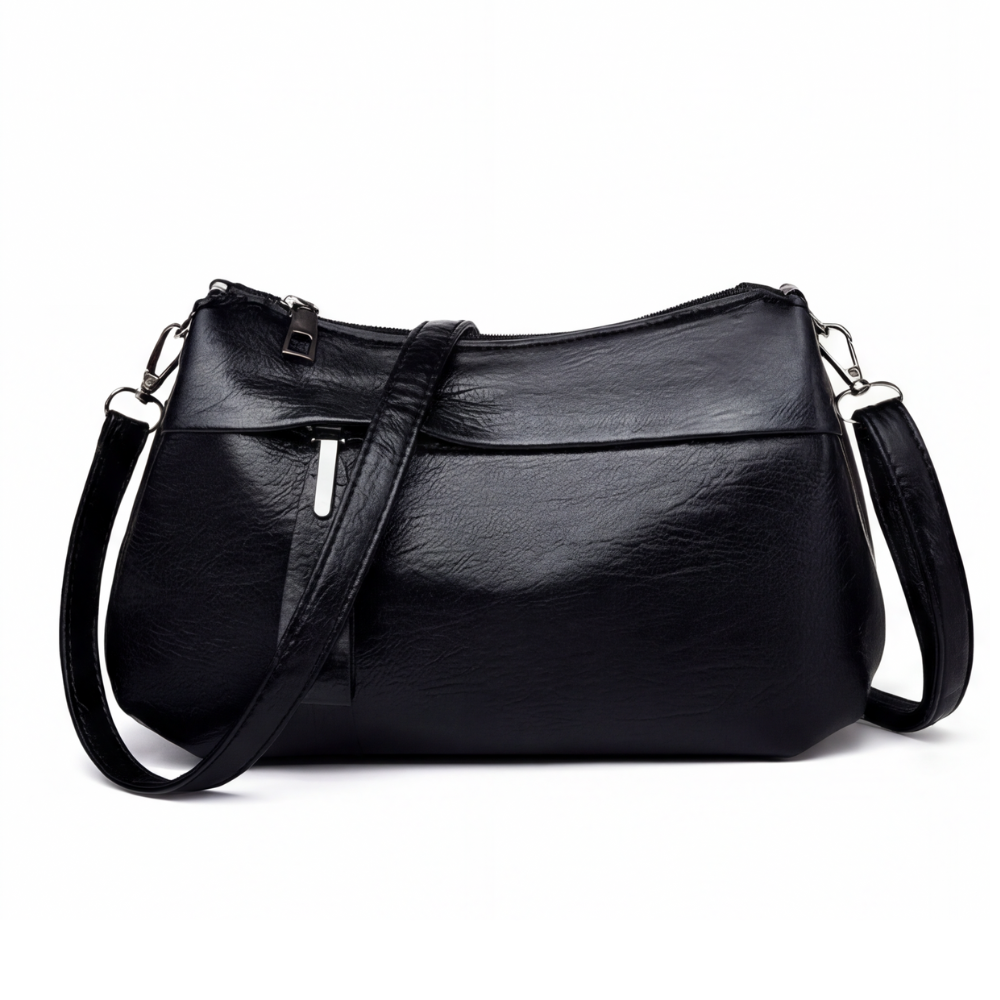 Crossbody Bag Faux Leather 3 Compartments & Adjustable Strap