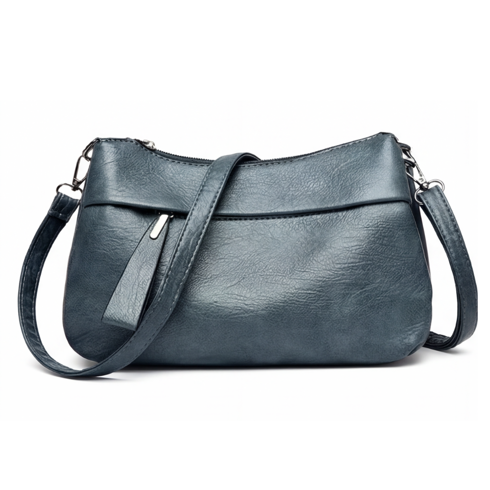 Crossbody Bag Faux Leather 3 Compartments & Adjustable Strap