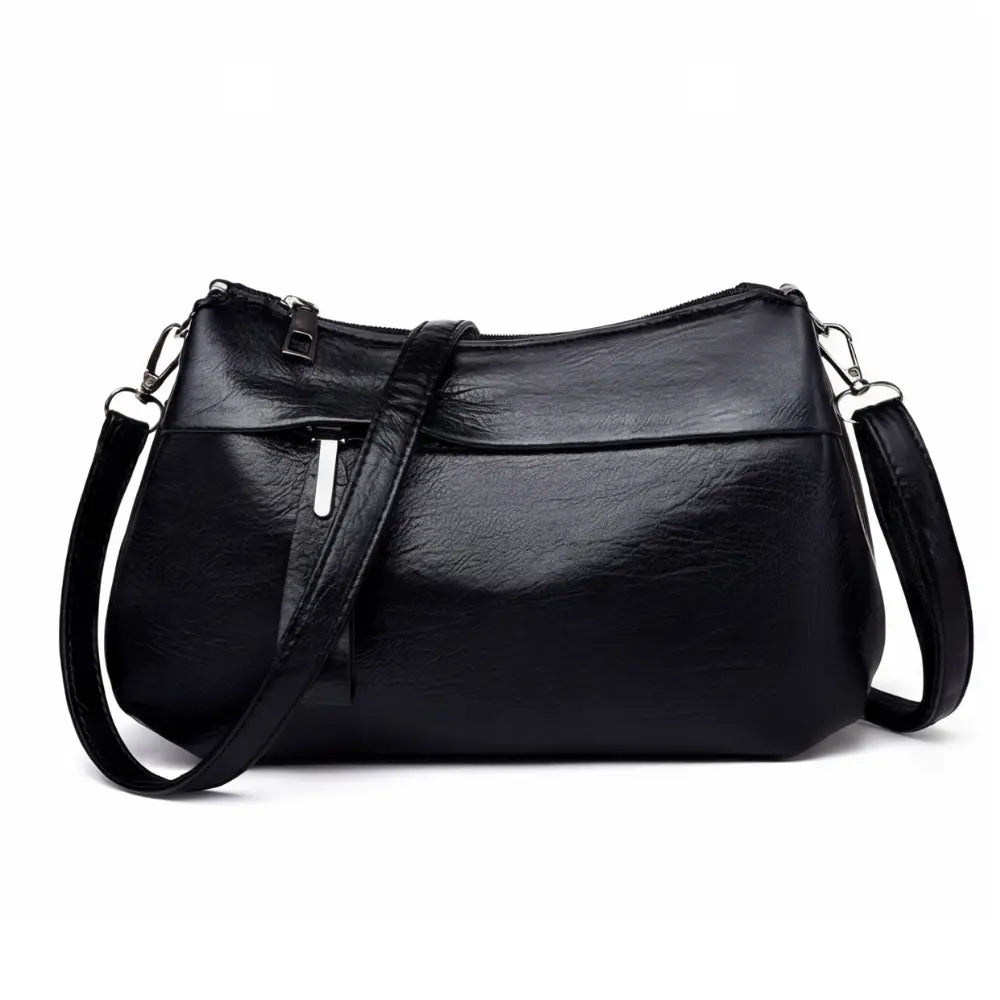 Crossbody Bag Faux Leather 3 Main Compartments Adjustable Strap