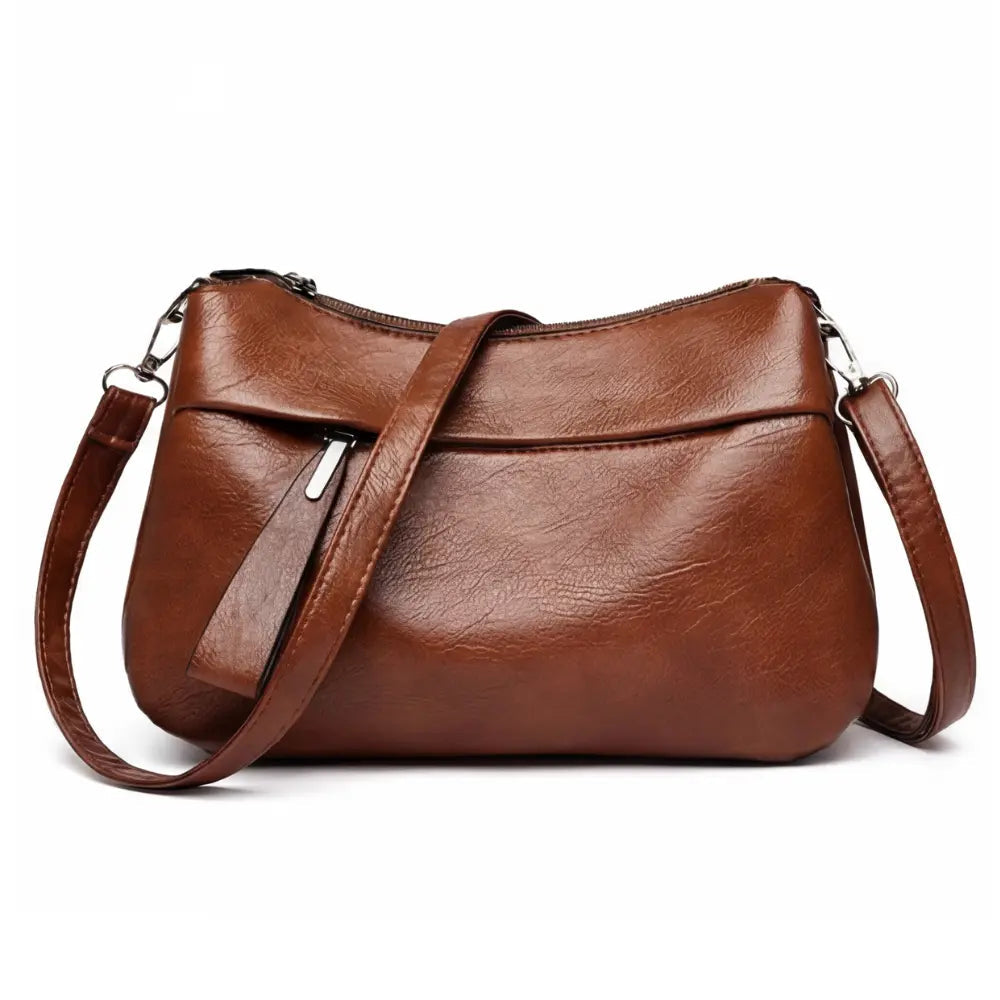 Crossbody Bag Faux Leather 3 Main Compartments Adjustable Strap