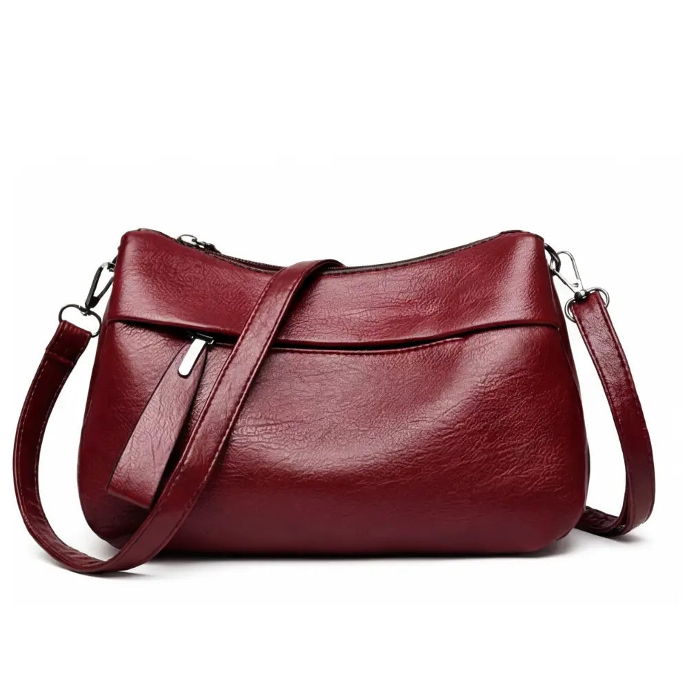 Crossbody Bag Faux Leather 3 Main Compartments Adjustable Strap