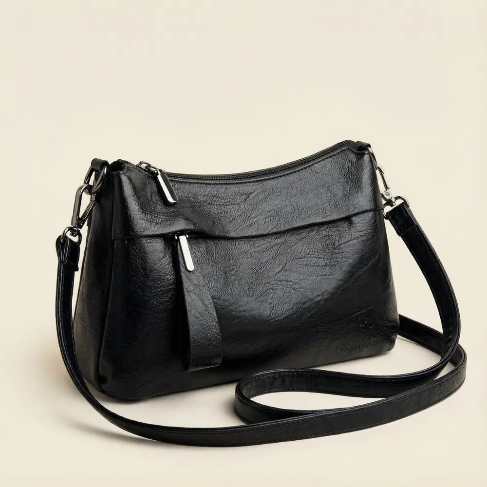 Crossbody Bag Faux Leather 3 Main Compartments Adjustable Strap