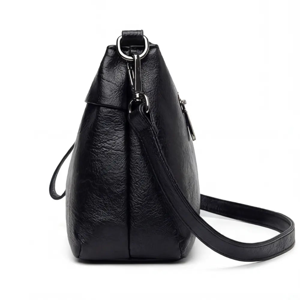 Crossbody Bag Faux Leather 3 Main Compartments Adjustable Strap