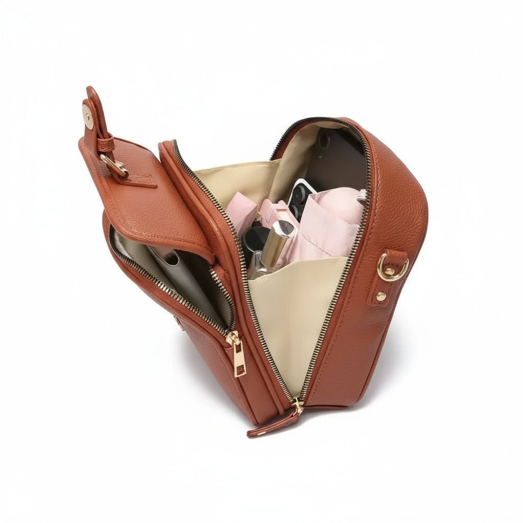 Crossbody Bag Faux Leather Multiple Compartments & Adjustable Strap