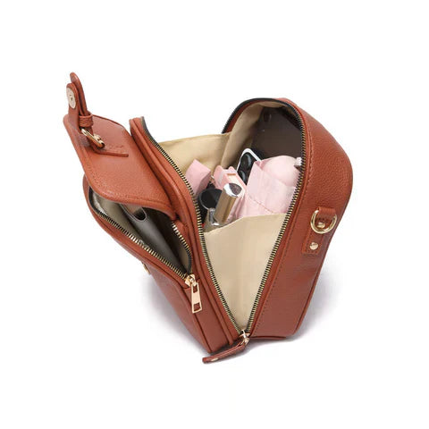 Crossbody Bag Faux Leather Ten Card Slots Adjustable Strap
