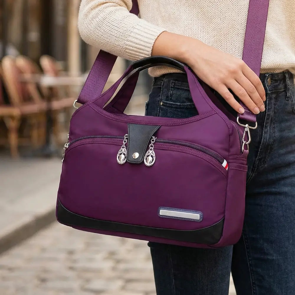Crossbody Bag Five Zippered Compartments Hidden Anti-Theft Pocket & Water-Repellent