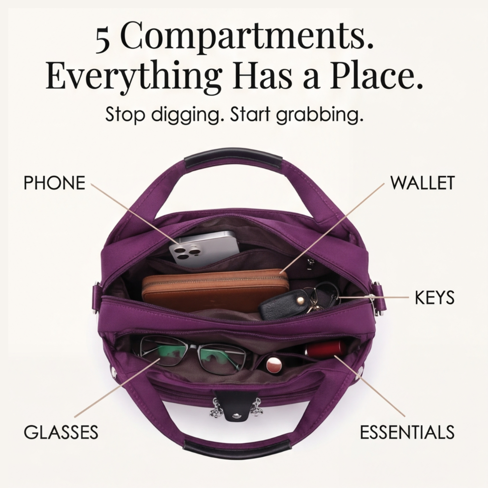 Crossbody Bag Hidden Anti-Theft Pocket & Water-Repellent