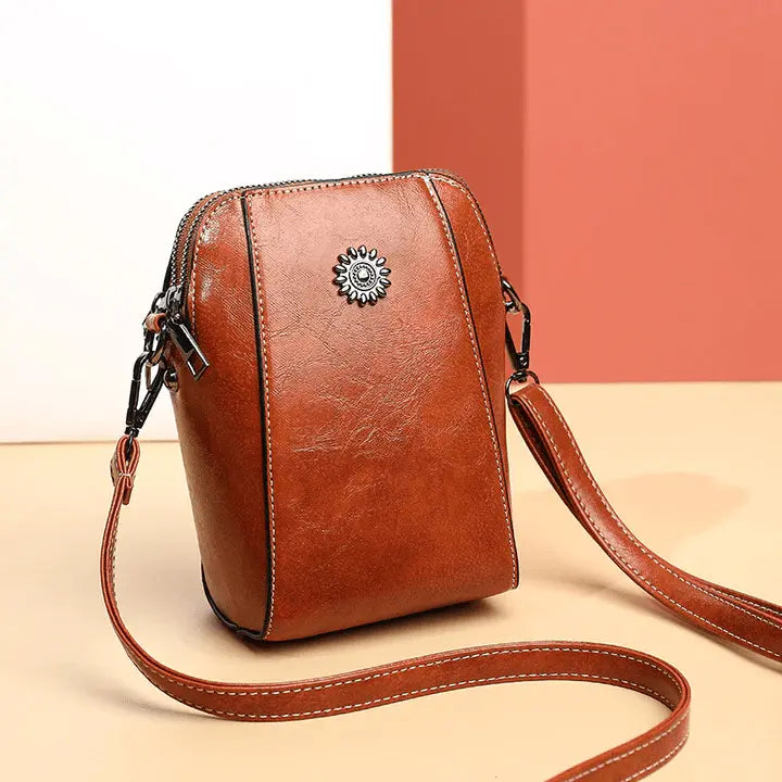 Crossbody Bag Leather Look Multiple Compartments & Card Slots