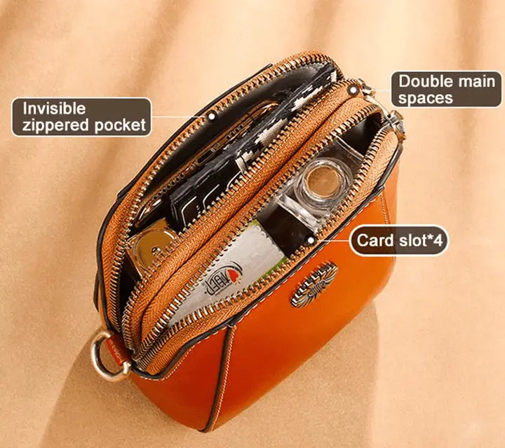 Crossbody Bag Leather Look Multiple Compartments & Card Slots