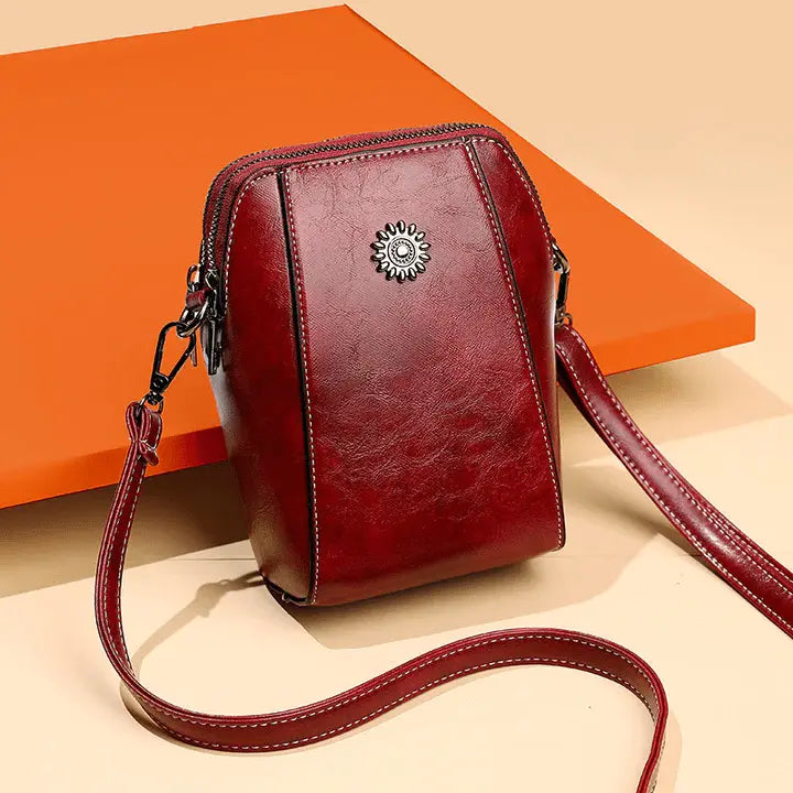 Crossbody Bag Leather Look Multiple Compartments & Card Slots