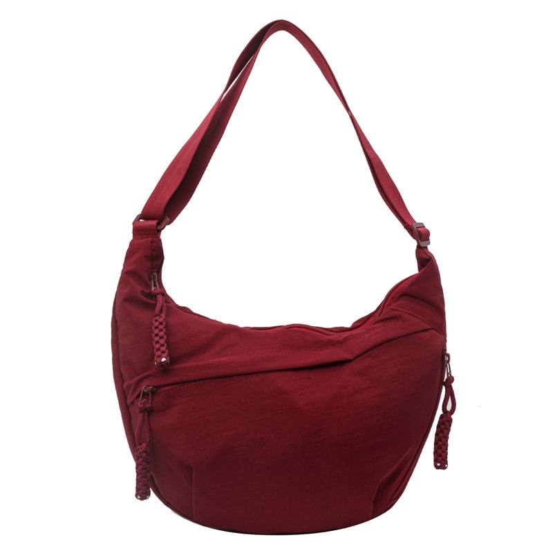 Crossbody Bag Nylon Multiple Zippered Compartments Adjustable Strap