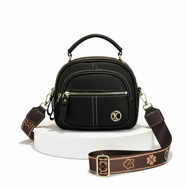 Crossbody Bag Slim Faux Leather Five Compartments Adjustable Strap
