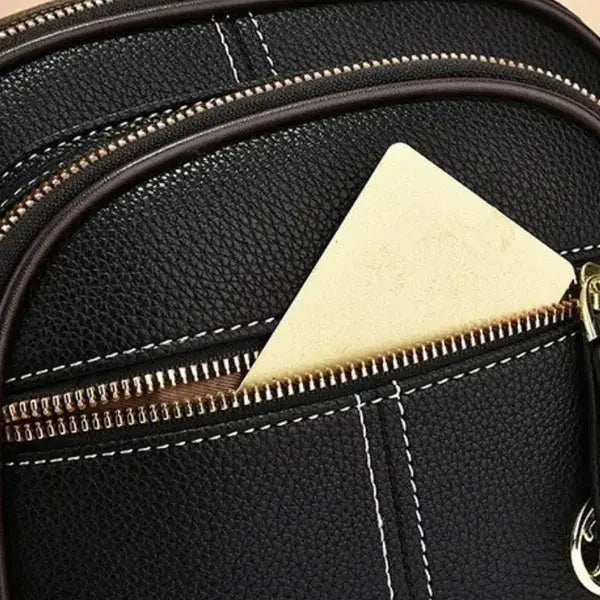 Crossbody Bag Slim Faux Leather Five Compartments Adjustable Strap