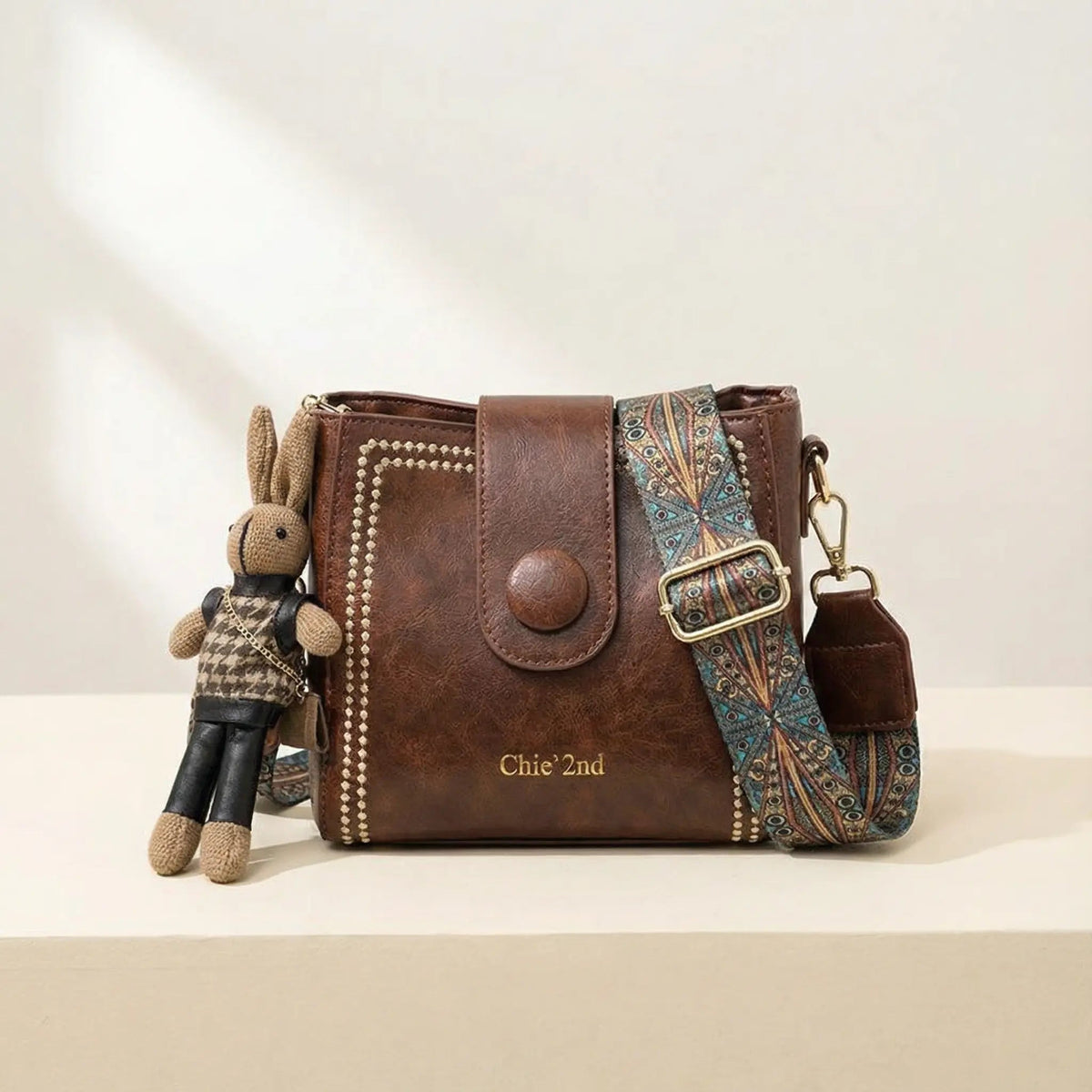 Crossbody Bag Vintage Faux Leather Artisan Woven Strap