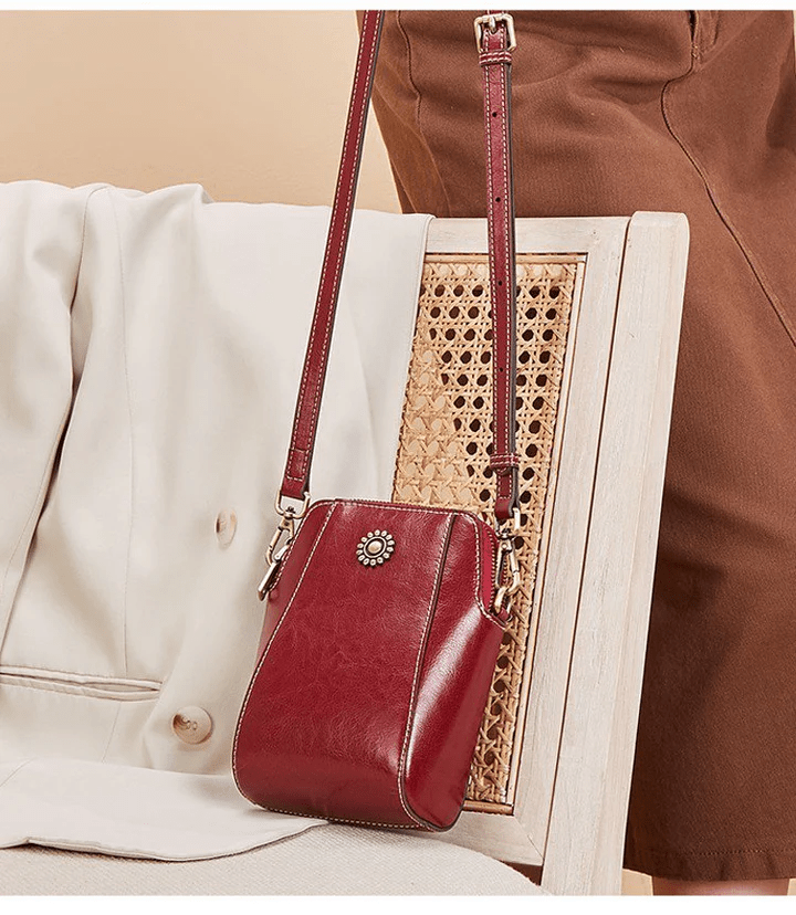 Crossbody Bag Vintage Leather-Look Multiple Compartments & Card Slots