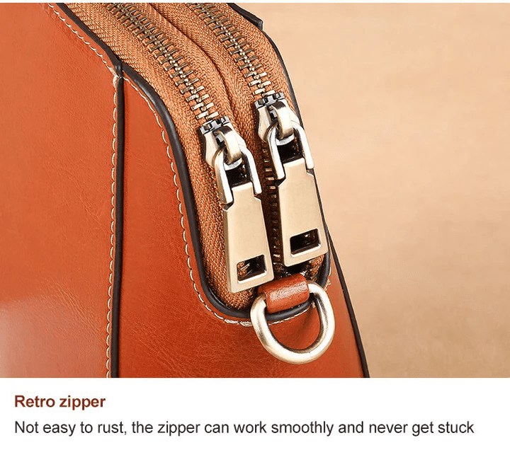Crossbody Bag Vintage Leather-Look Multiple Compartments & Card Slots