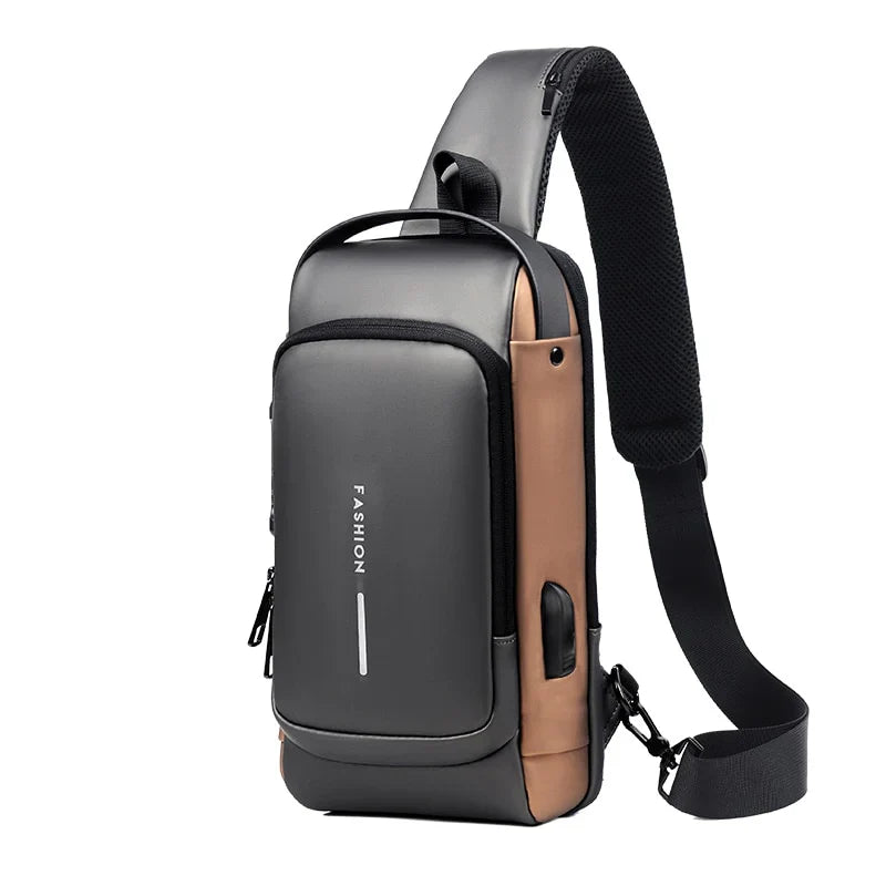 Crossbody Bag Water-Repellent USB Charging Port Combination Lock