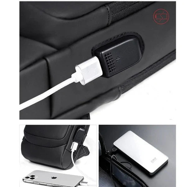 Crossbody Bag Water-Repellent USB Charging Port Combination Lock