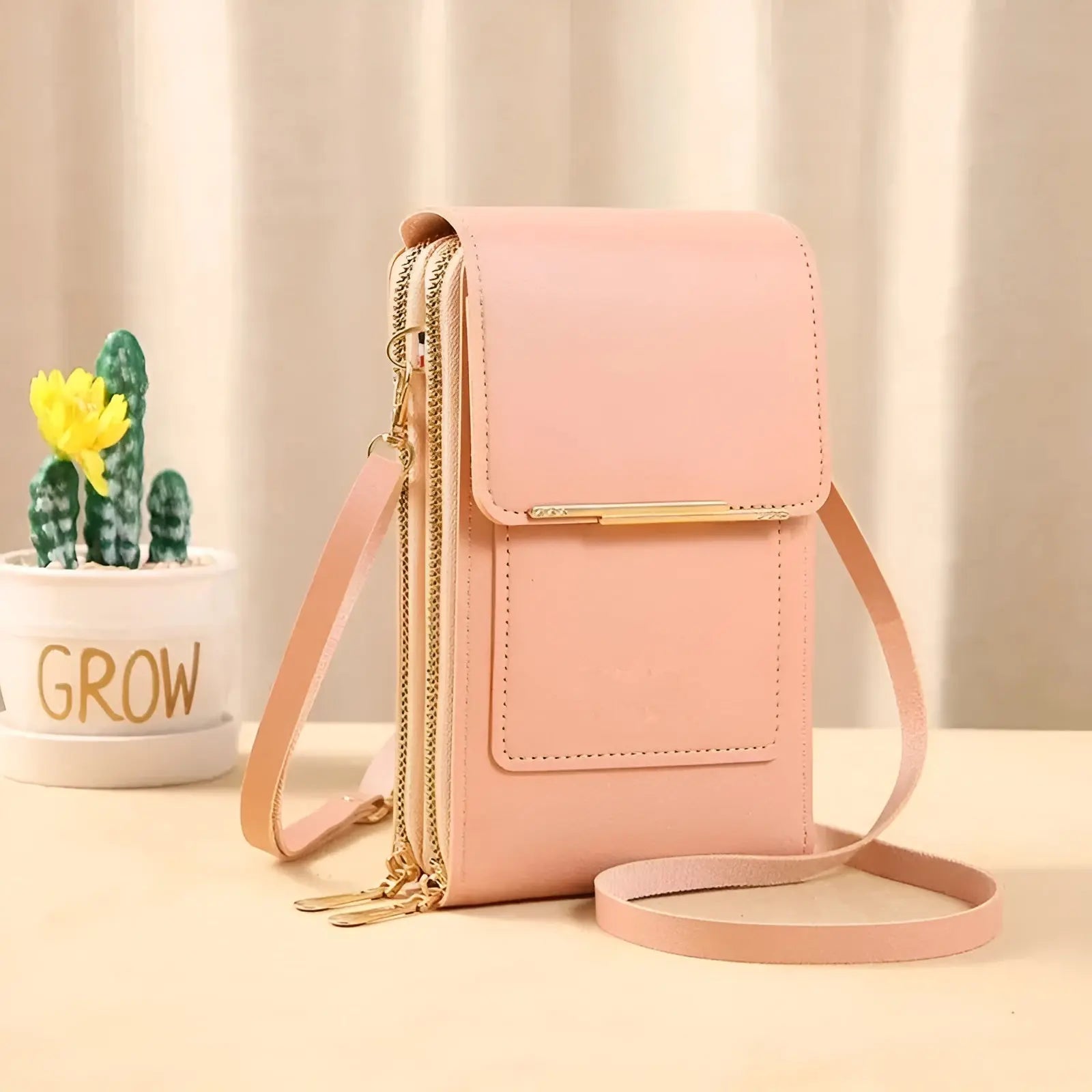 Crossbody Phone Case RFID Blocking Touchscreen Window Waterproof Compartment