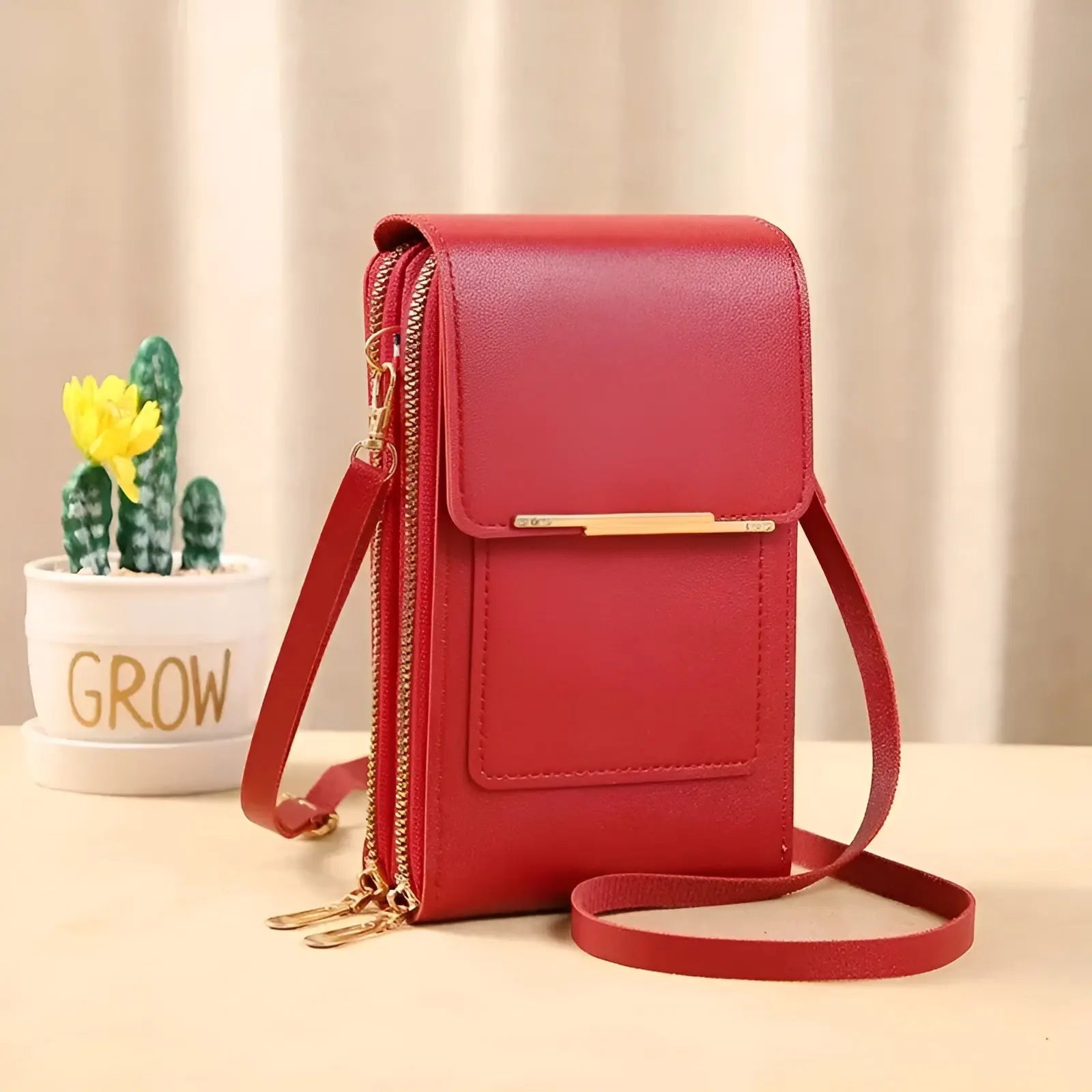 Crossbody Phone Case RFID Blocking Touchscreen Window Waterproof Compartment
