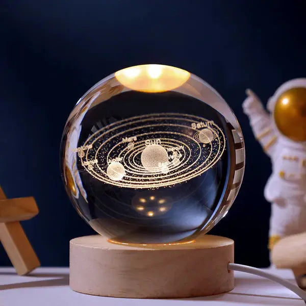 Crystal Ball Lamp 3D Laser-Engraved Warm LED USB-Powered