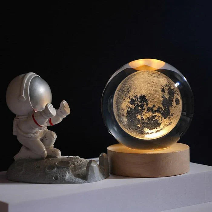 Crystal Ball Night Light 3D Engraved Warm White USB-Powered
