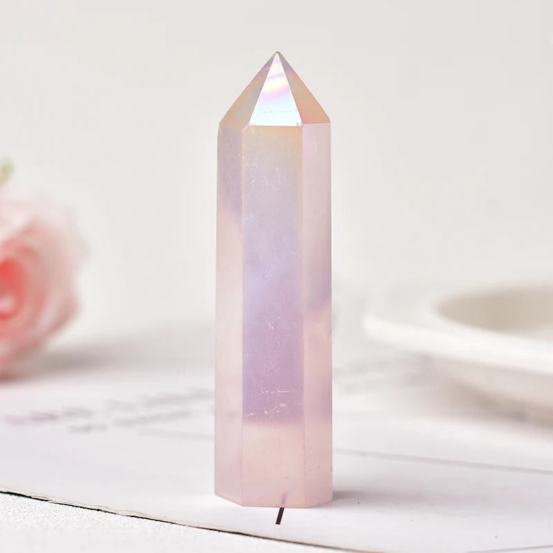 Crystal Point Polished Faceted Hexagonal Base 22 Inch