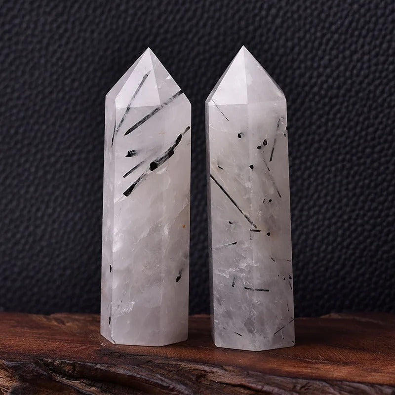 Crystal Point Polished Faceted Hexagonal Base 22 Inch