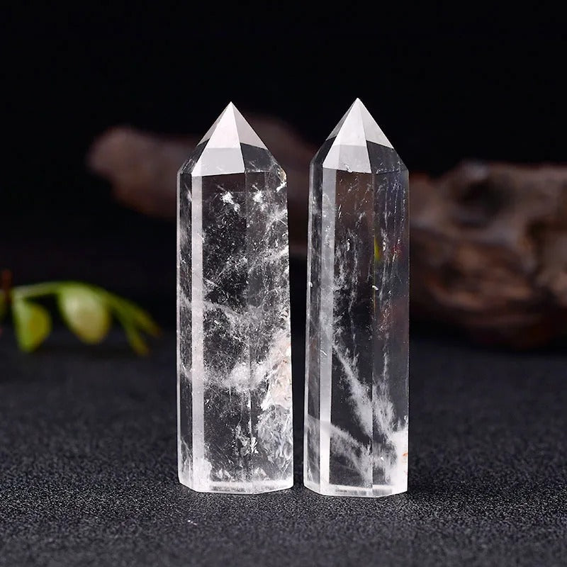 Crystal Point Polished Faceted Hexagonal Base 22 Inch