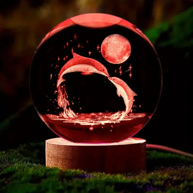Crystal Sphere 3D Laser Engraved Color-Changing LED Base