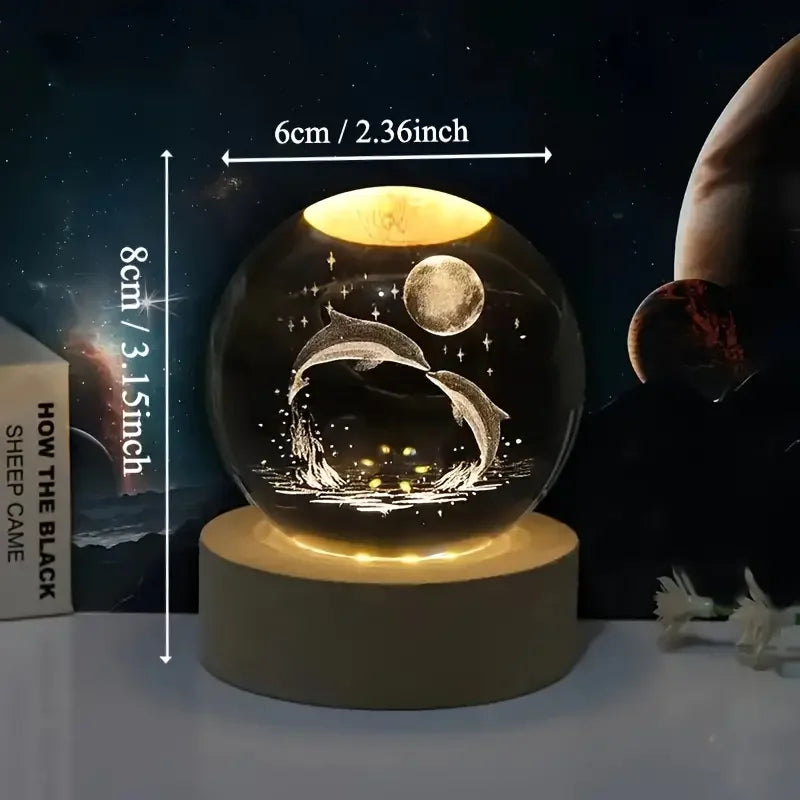 Crystal Sphere 3D Laser Engraved Color-Changing LED Base
