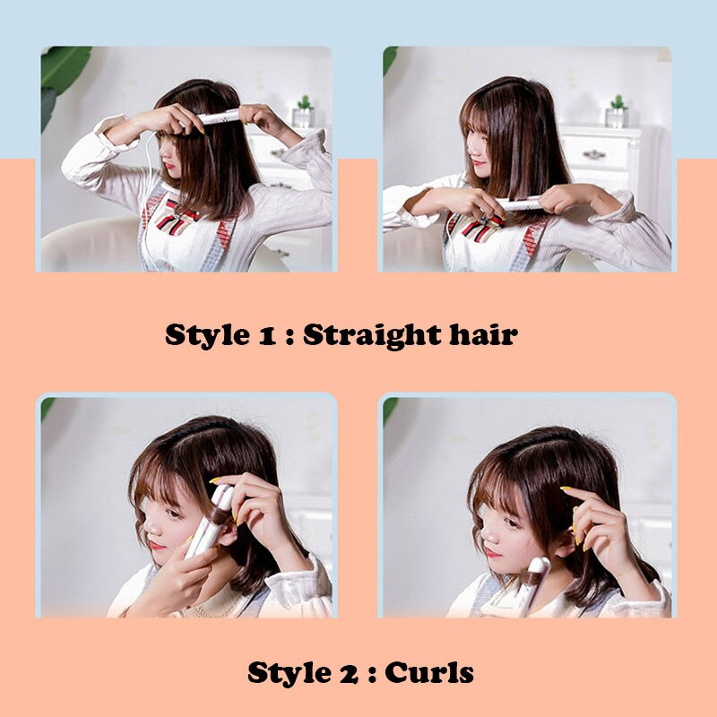Curling Iron Ceramic Tourmaline Curler & Straightener Travel Size