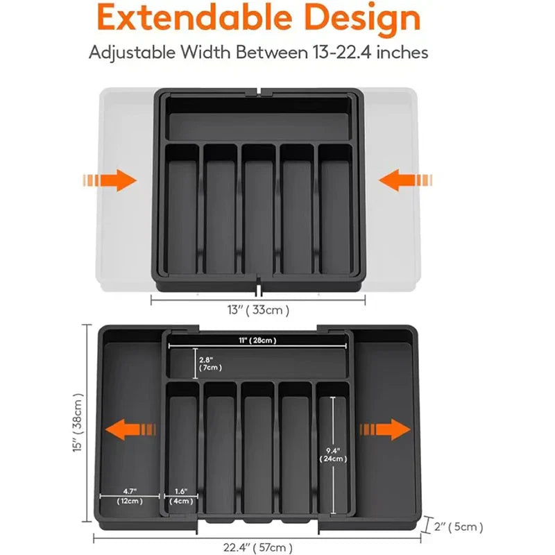 Cutlery Drawer Organizer Adjustable 13–22.4 Inches 8 Compartments