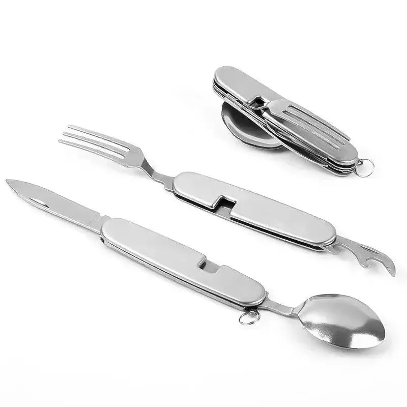 Cutlery Set Foldable 4-in-1 Stainless Steel Pocket-Sized