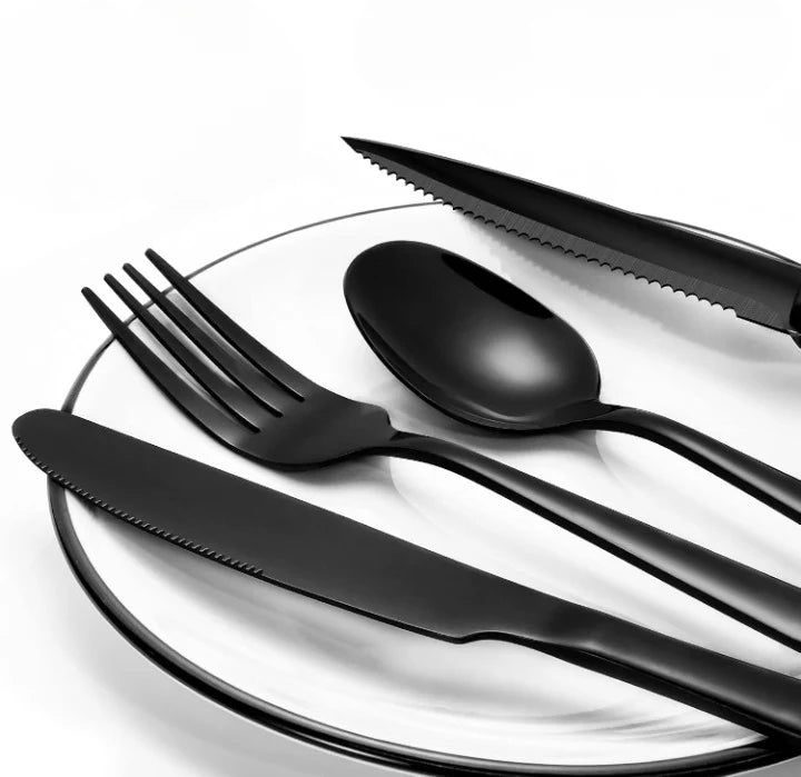Cutlery Set Matte Black Stainless Steel 24-Piece