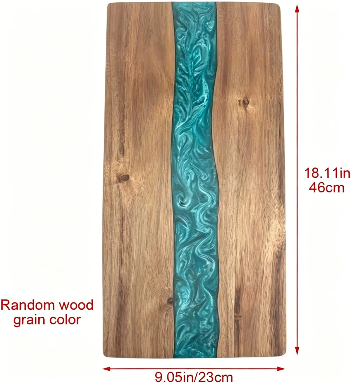 Cutting Board Natural Wood Turquoise Resin Inlay