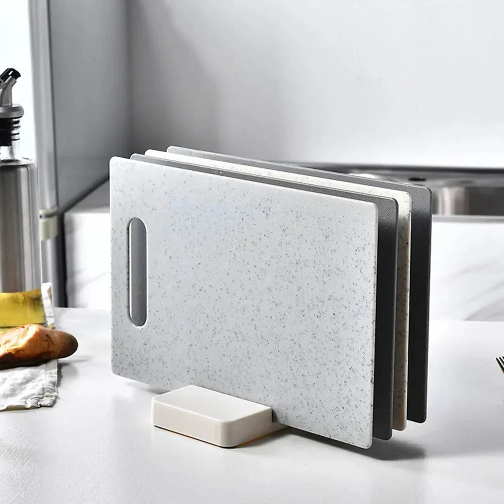 Cutting Board Set Double-Sided Marble Look Space-Saving Holder