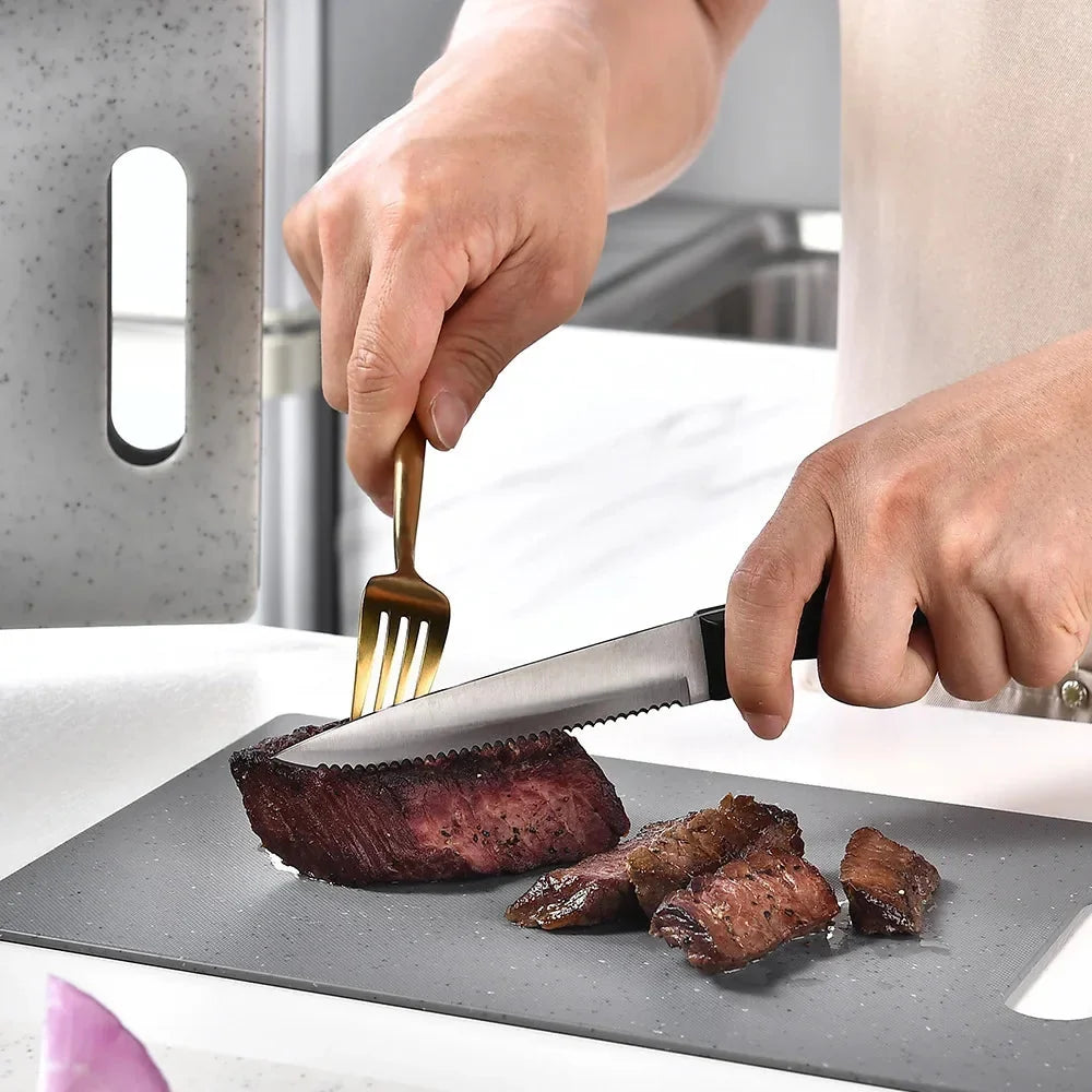 Cutting Board Set Double-Sided Marble Look Space-Saving Holder