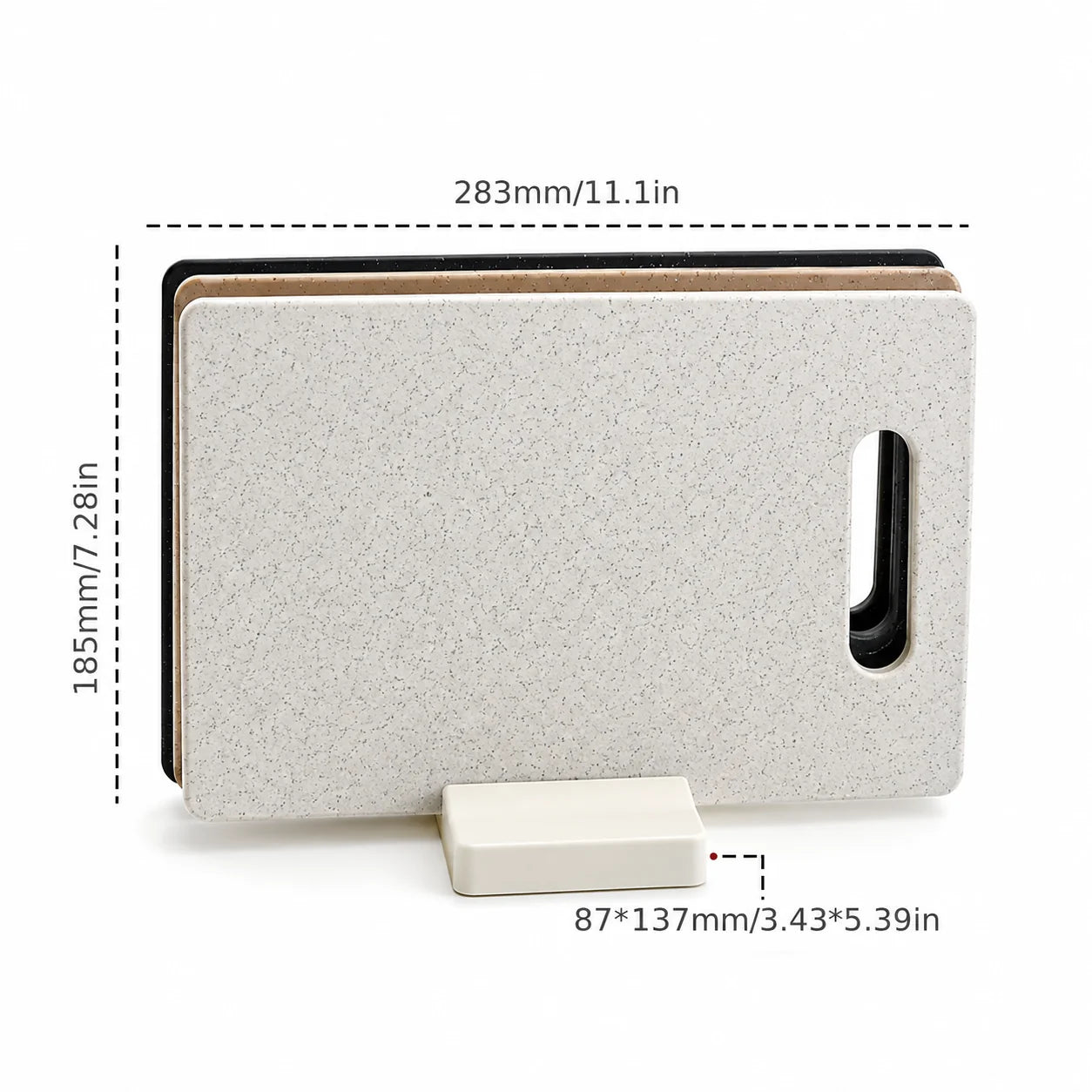 Cutting Board Set Double-Sided Marble Look Space-Saving Holder