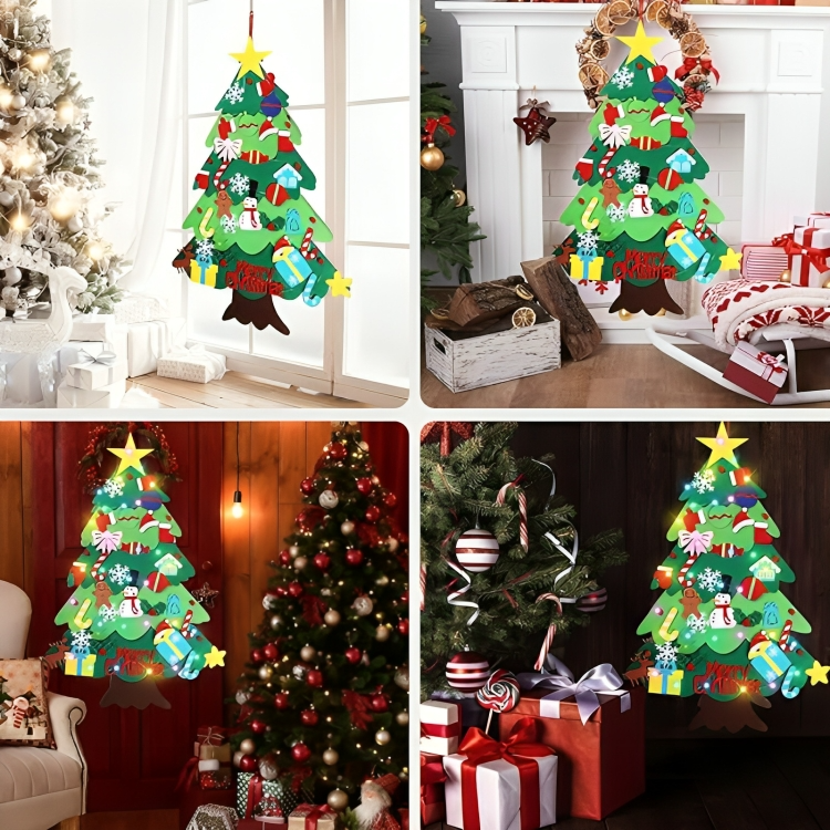 DIY Felt Christmas Tree 32 Ornaments Toddler-Safe