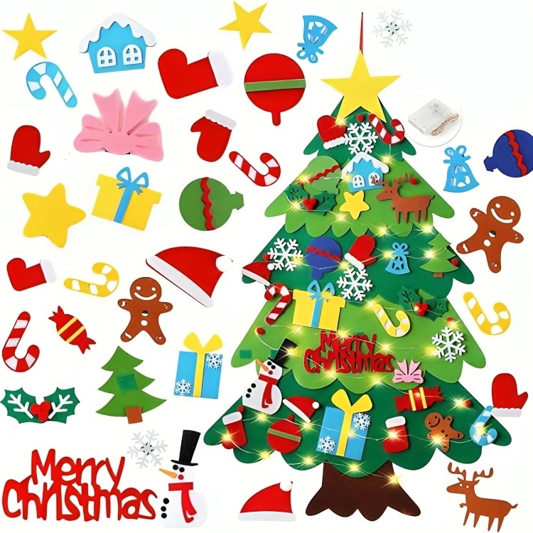 DIY Felt Christmas Tree 32 Ornaments Toddler-Safe